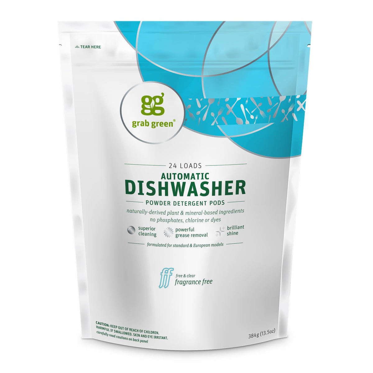 Grab Green Dishwasher Pods, 24 Count, Unscented, Plant & Mineral Based