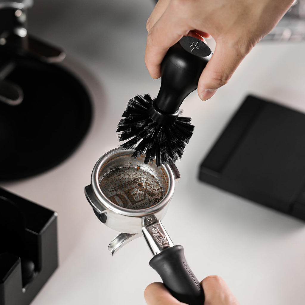 MHW-3BOMBER Coffee Portafilter Brush, Fit for 51/54/58mm Portafilter Basket, ABS Espresso Machine Portafilter Cleaning Brush, Professional Barista Cleaner Tools, Effectively Cleaning, Black B5536-OS