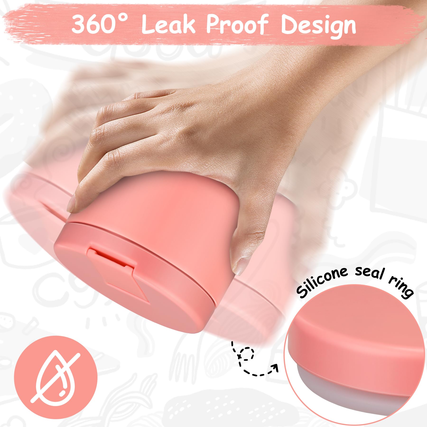 Pawtong 12oz Insulated Vacuum Food Jar with Buckle Lid Wide Mouth Soup Thermo for Hot Food Kids Leakproof Stainless Steel Lunch Container- Pink- 1Pack