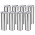 HASLE OUTFITTERS 20 oz Skinny Tumblers Bulk Set, Stainless Steel Insulated Slim Tumblers with Lids Travel Water Cups(Stainless Steel, 8)