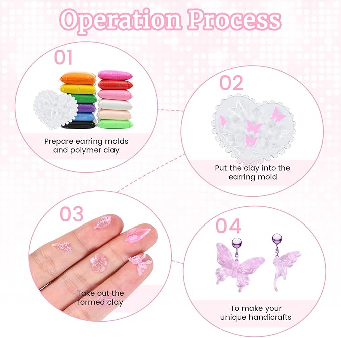 6 Pcs Polymer Clay Molds, Polymer Clay Cutters Molds for Crafts Air Dry Earrings Tools, Jewelry Mini Silicone Resin Flower Molds, Epoxy Polymer Clay Earring Cutters Shapes Making Kit Extruder