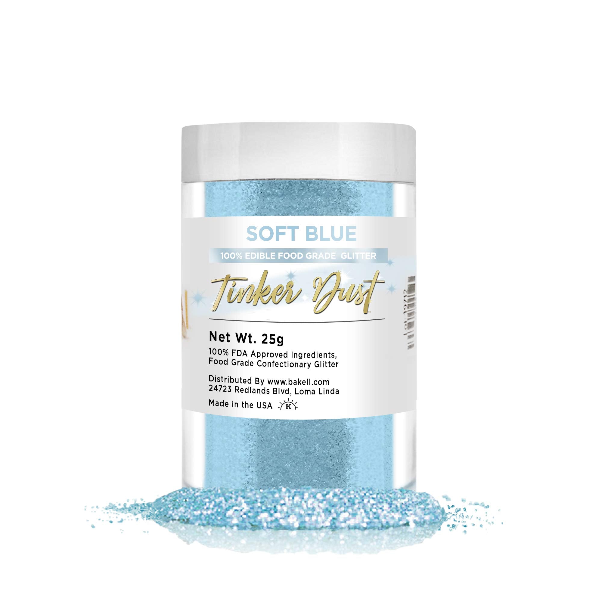 Bakell - Soft Blue Tinker Dust Edible Glitter (25g 1x Jar) for Cakes, Cookies, Desserts and Drinks!