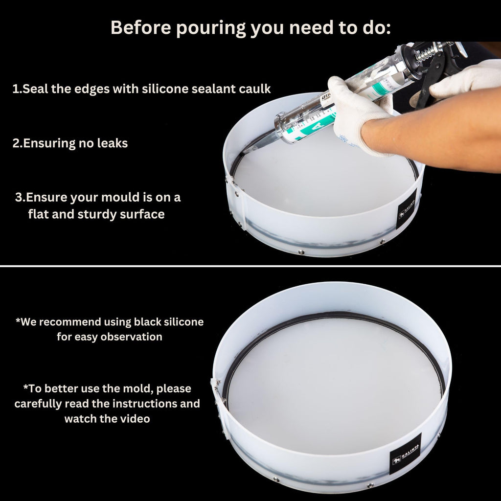 Resin Mold Large Round Deep -Kalinta 14inch Reusable Epoxy Round Molds for Resin Clock, Serving Tray Board, End Table，Floral Preservation Bouquet