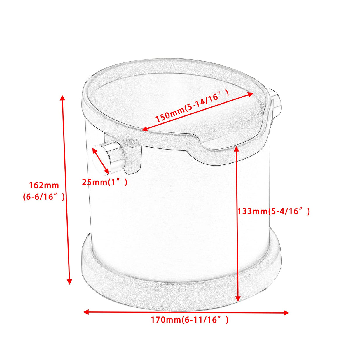 DIBTSA Espresso Knock Box, Capacity 60.8oz/1800ML Stainless Steel Coffee Grounds Container Waste Bin Coffee Tools for Barista and Non-slip Base (Silver)
