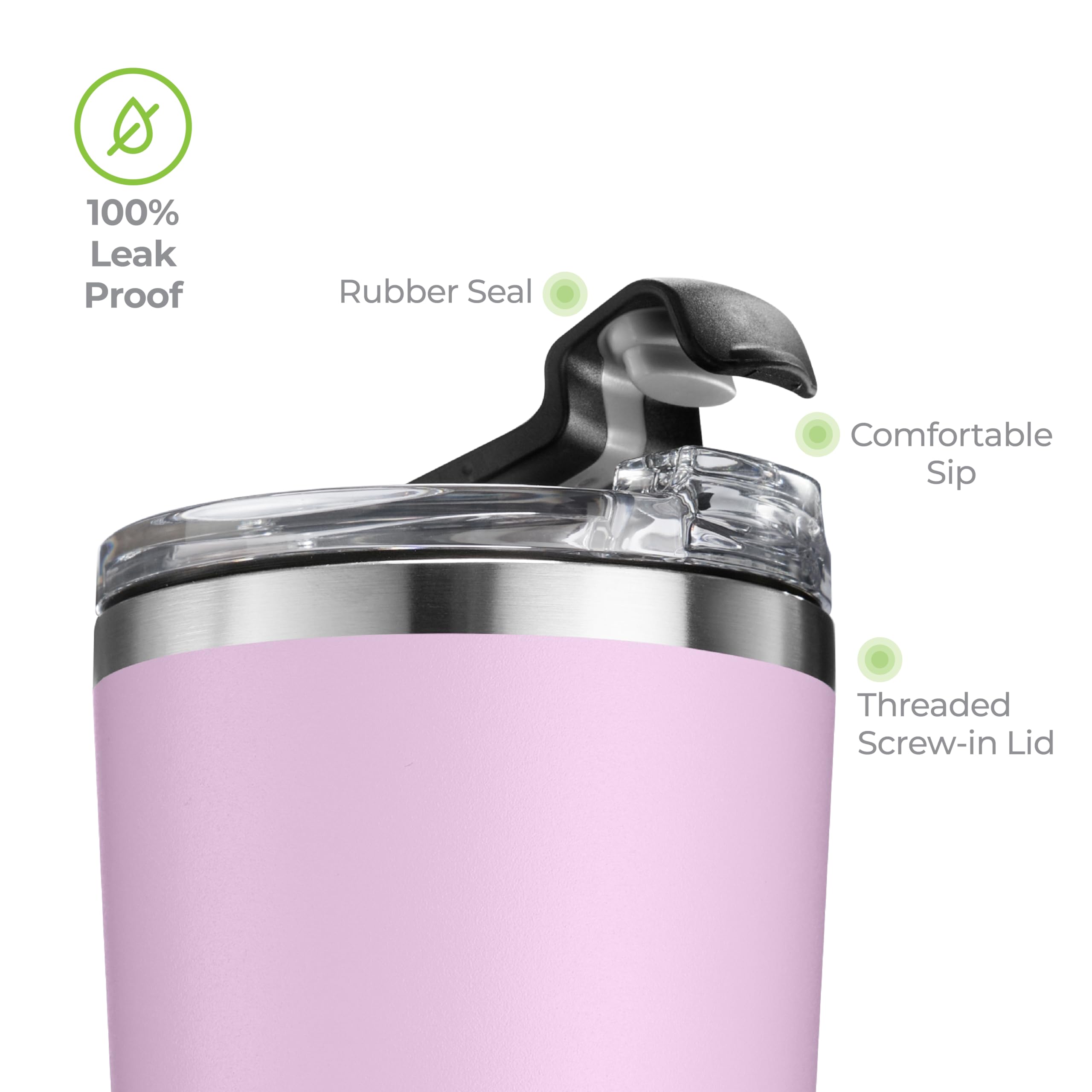 SIPX™ 16 oz Insulated Coffee Tumbler with Leakproof Lid – Stainless Steel, Vacuum Insulated – Keeps Drinks Hot or Cold for Hours – Cupholder Friendly Travel Mug – Purple