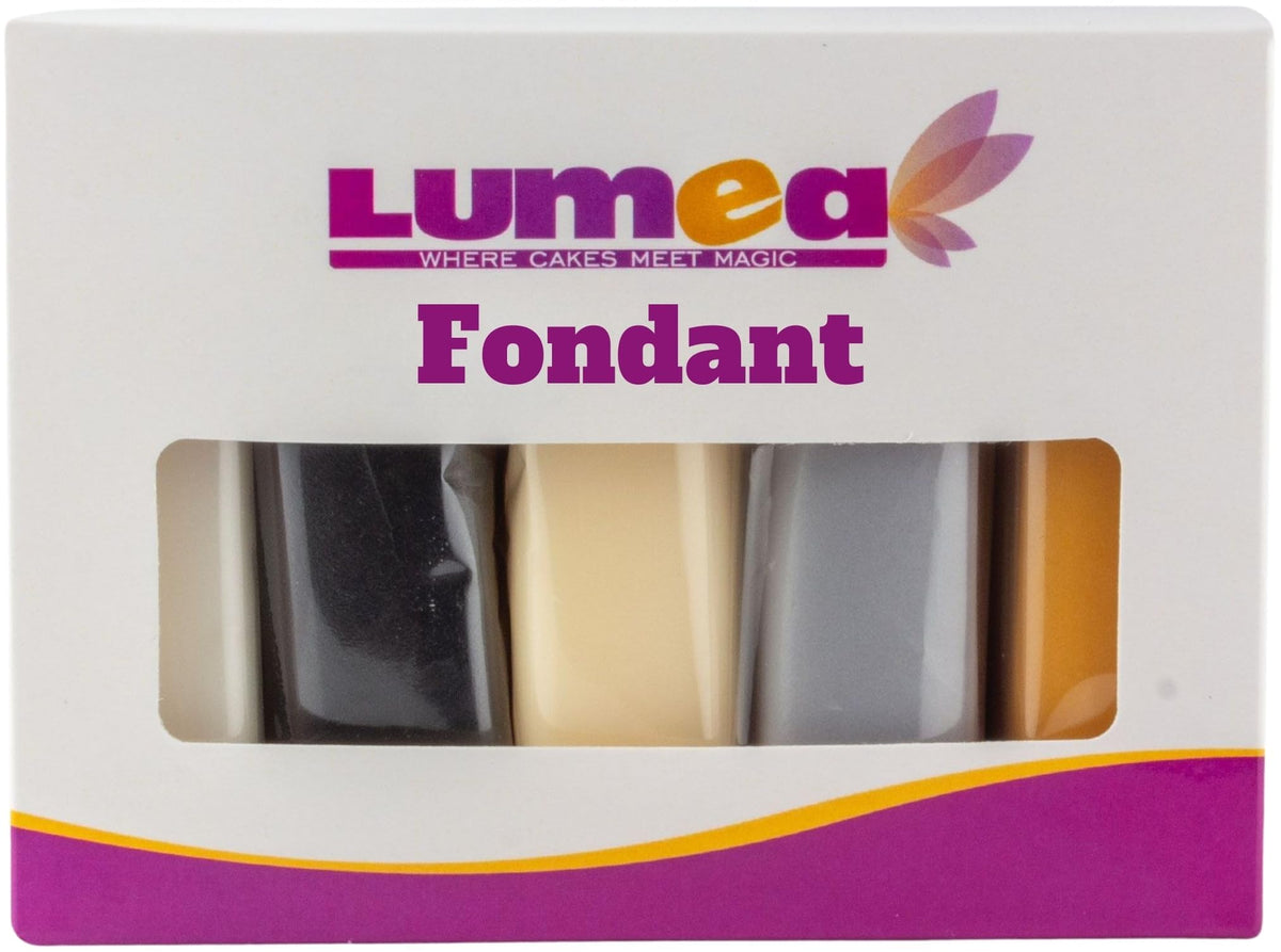 Dekozauber24 Fondant Icing Multipack, 5 Colors, 3.5oz (100g) rolling fondant per color, for decorating cakes and cupcakes in Orange, Dark Green, Dark Blue, Yellow and Red (Essentials)