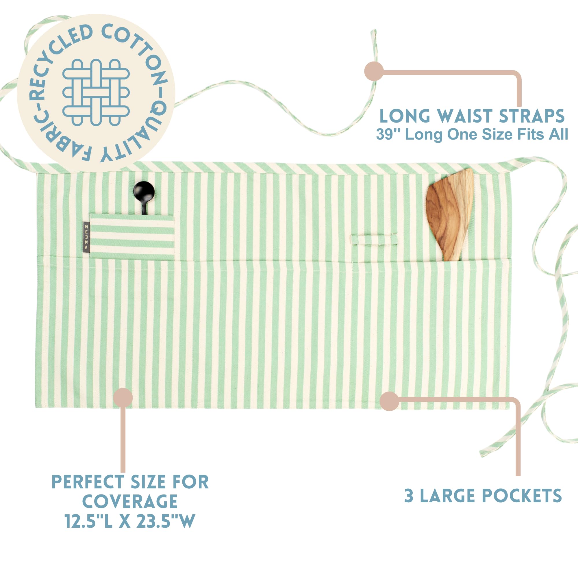 MEEMA Chef Waist Aprons for Women with Pockets, Adjustable Cooking Aprons