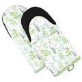 Sage+Stitch Heat Resistant Designer Kitchen Oven Mitts with Neoprene Non-Slip Grips and Hanging Loops | Set of 2 100% Cotton Long Sleeve Kitchen Oven Mitts | 5.5" x 12" | Green Herbs