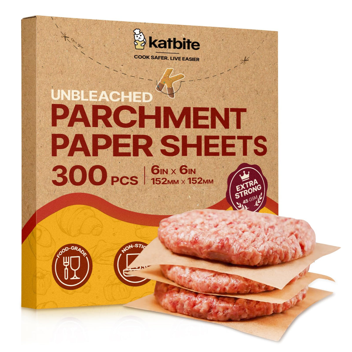Katbite Parchment Paper Baking Sheets, 265 Pcs, 10x15 Inch, Heavy Duty