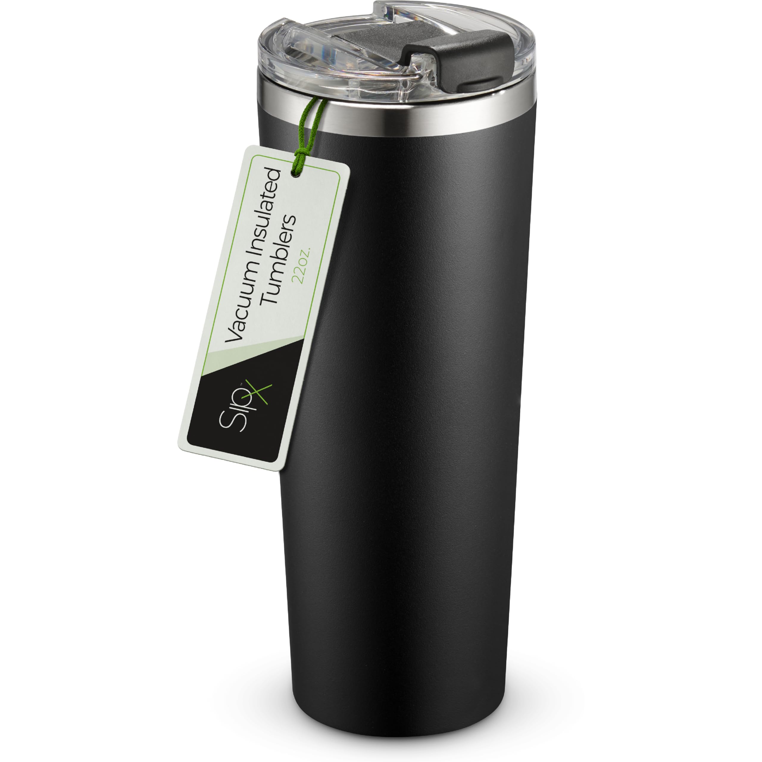 SIPX™ 22 oz Insulated Coffee Tumbler with Leakproof Lid – Stainless Steel, Vacuum Insulated – Keeps Drinks Hot or Cold for Hours – Cupholder Friendly Travel Mug – Black