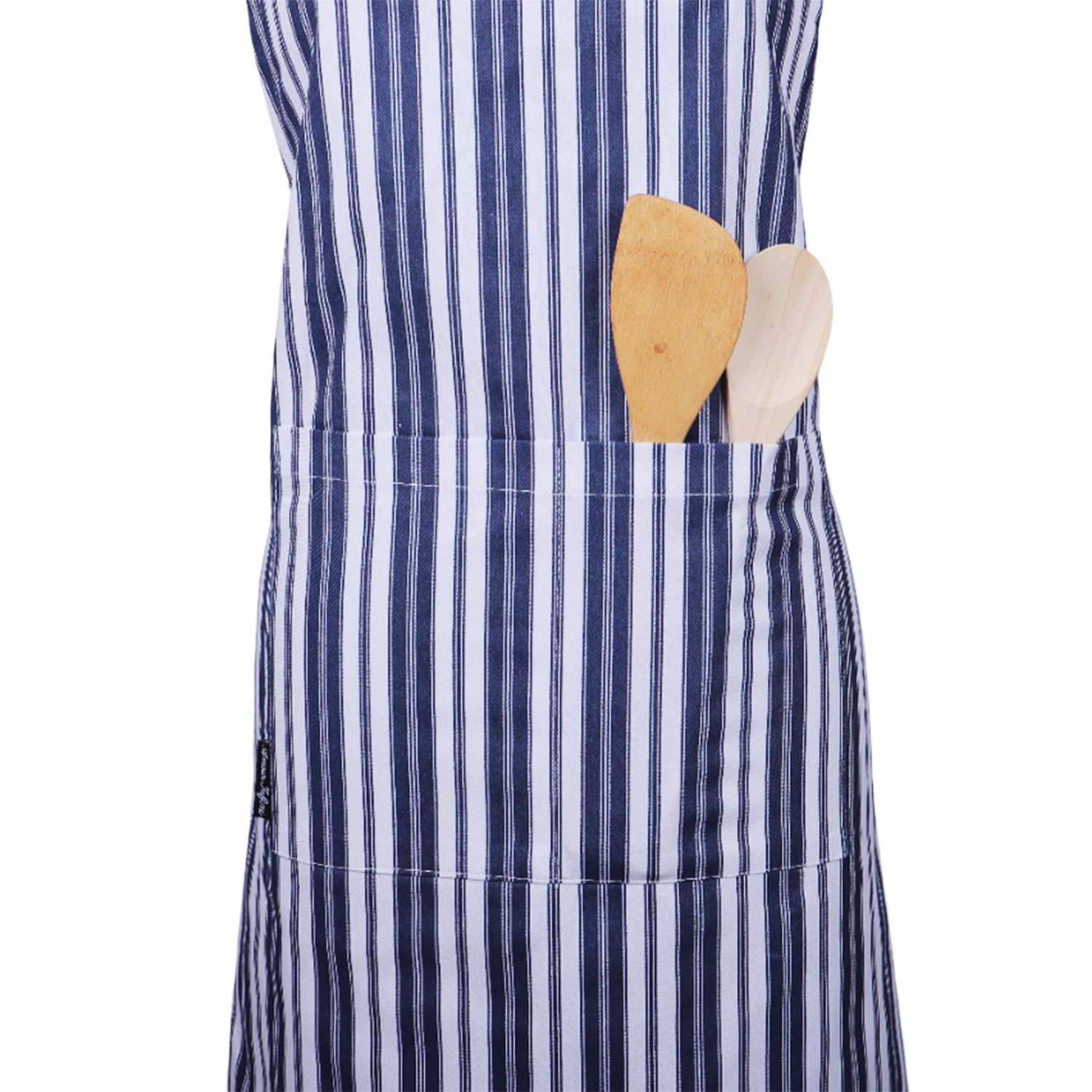 AMOUR INFINI Cotton Aprons for Women with Pockets Adjustable Strap and Waist Ties Reusable Printed Aprons for Baking, Cooking, Gardening (27.5 x 33 Inches - Blue)