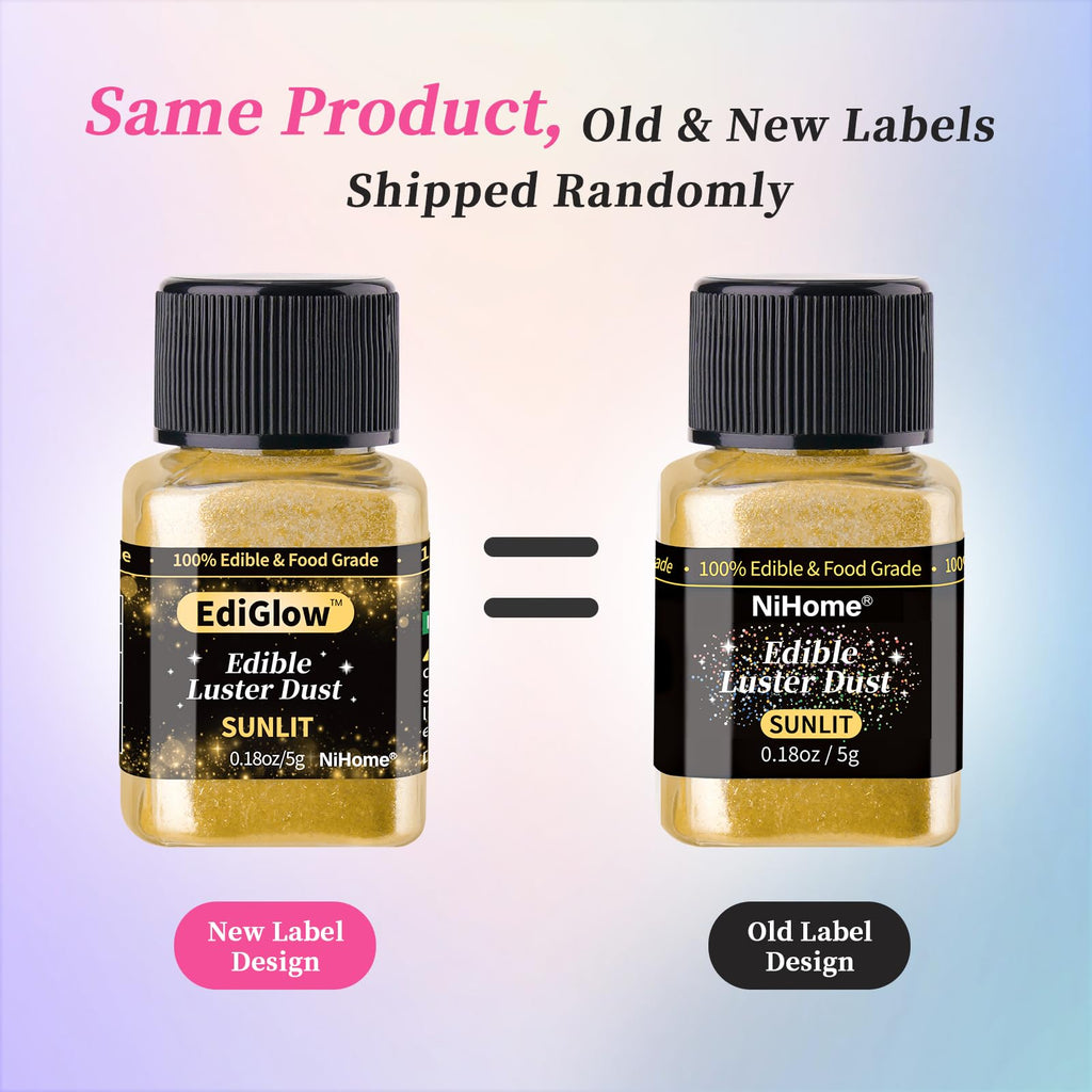 NiHome Edible Glitter Luster Dust for Drinks, Dessert, Vegan, Purple
