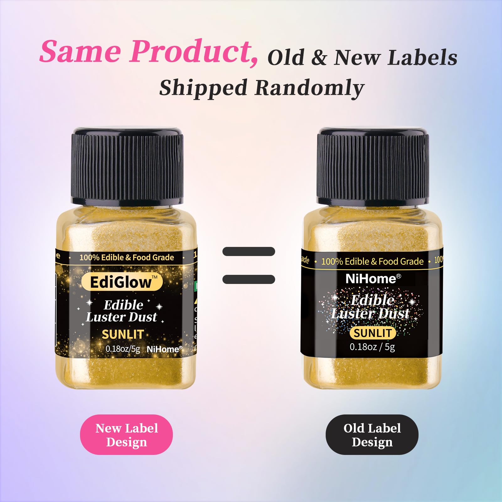 NiHome Edible Glitter Luster Dust for Drinks, Dessert, Vegan, Purple