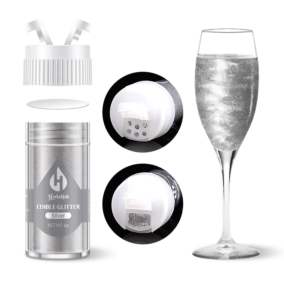 Iridescent Edible Glitter – 6g Rainbow Luster Dust Drink Glitter, Food Grade Shimmer Powder for Cocktails, Cakes, Beverages, Chocolate & Candy