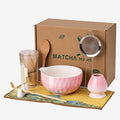 Japanese Matcha Whisk Set,Ceramic Matcha Set Includes Bowl with Spout, Matcha Sifter, Bamboo Whisk and Holder for Matchas Tea,2 Bamboo Scoop, Scoop Rest,Tea Towel - 8 Pcs Kit Gift for Matcha Lovers