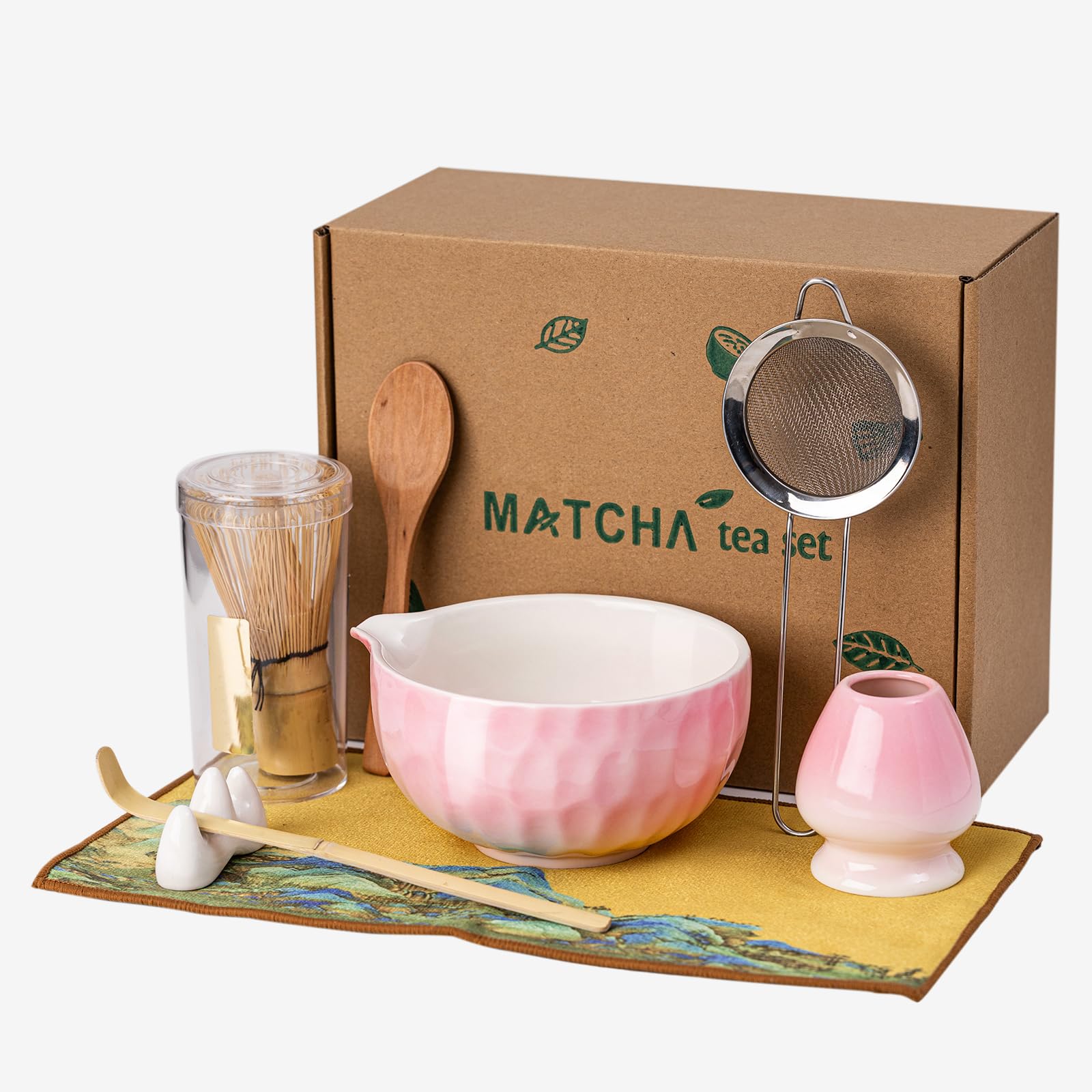 Sakura Matcha Bowl Set with Whisk - Mother’s Day 530ML Pink Ombre Ceramic Chawan | Japanese Matcha Starter Kit for Tea Ceremony, Valentine Gift for Her & Matcha Lovers | 7-Piece Set