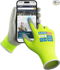 KAYGO Safety Work Gloves PU Coated for Men and Women- KG11P,12 Pairs,Seamless Knit Glove with Two Fingers Touchscreen,Ideal for General Duty Work (Green,XL)