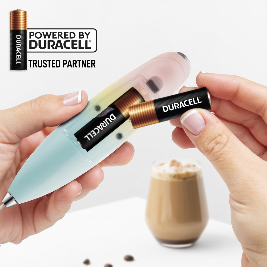 Zulay Kitchen Powerful Milk Frother Wand With Duracell Batteries - Ultra Fast Handheld Drink Mixer - Electric Whisk Foam Maker for Coffee, Lattes, Cappuccino & Matcha - Triple Whisk - Pink Sunrise