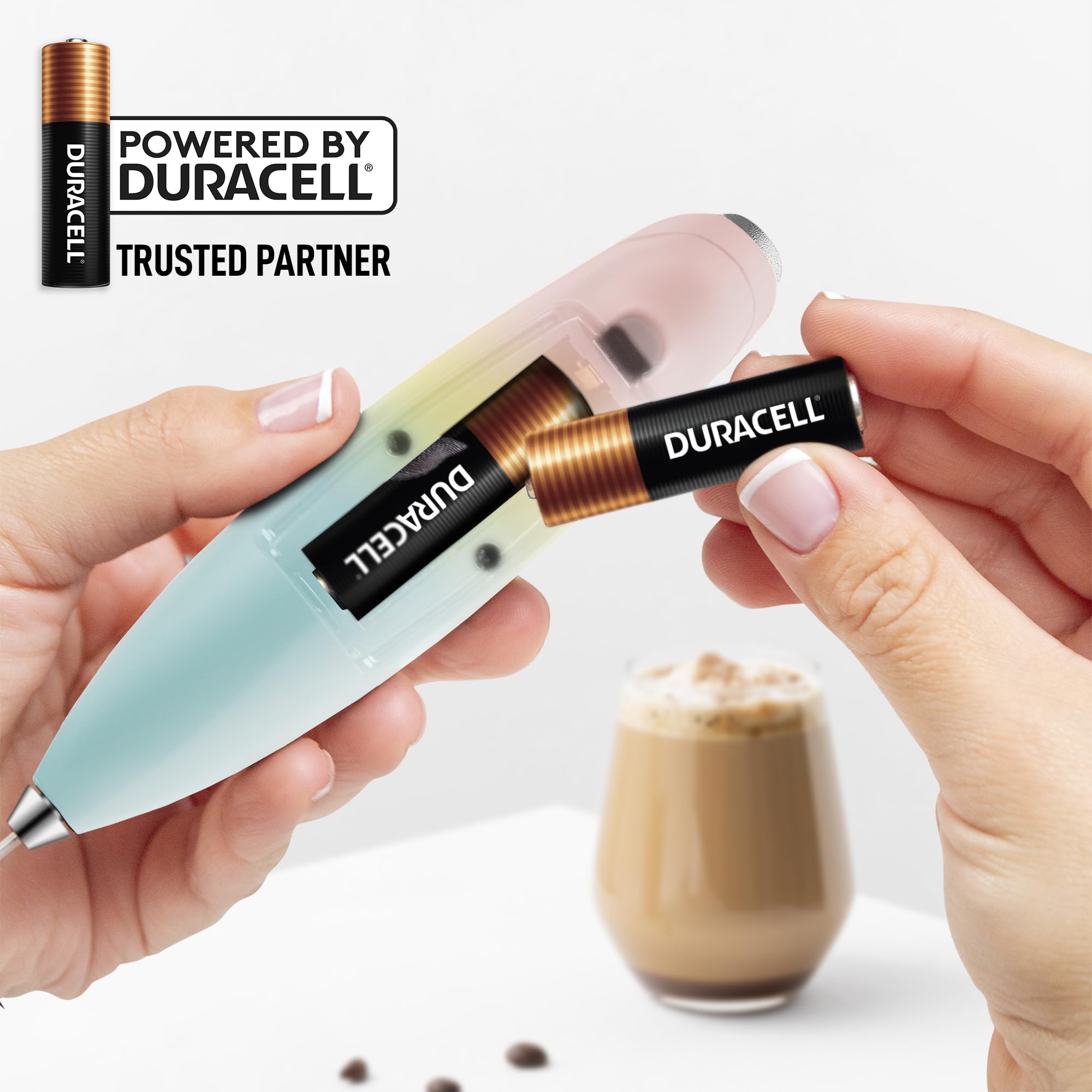 Zulay Kitchen Powerful Milk Frother Wand With Duracell Batteries - Ultra Fast Handheld Drink Mixer - Electric Whisk Foam Maker for Coffee, Lattes, Cappuccino & Matcha - Triple Whisk - Pink Sunrise