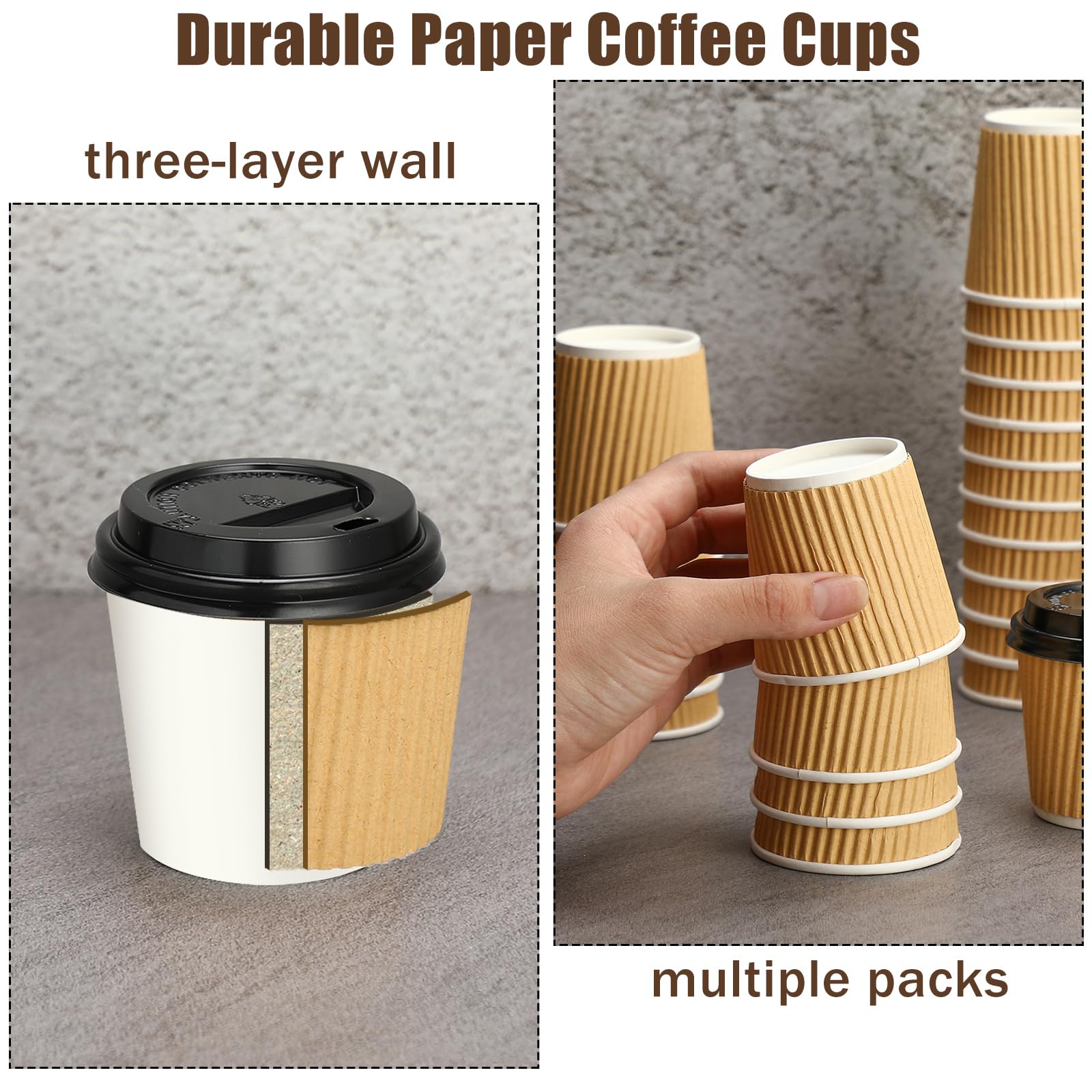 Uiifan 100 Set 4oz Disposable Espresso Coffee Cups with Lids