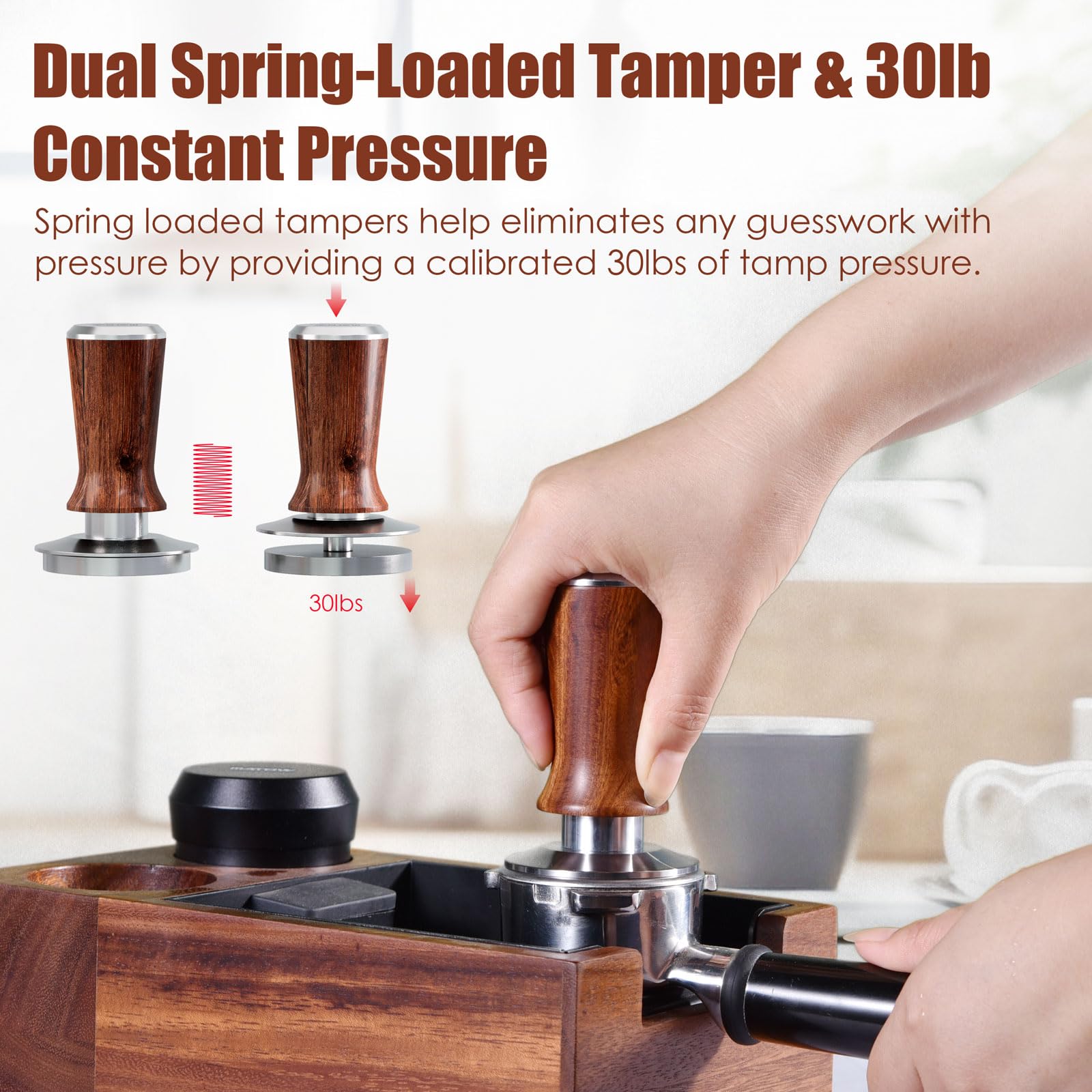 MATOW Spring Loaded Espresso Hand Tamper Fits Breville 54mm Portafilter