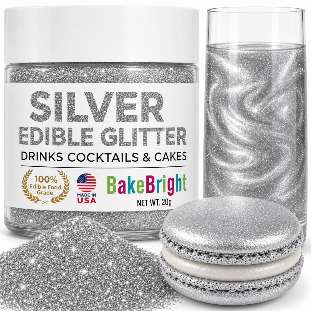 Edible Glitter for Drinks, Edible Glitter for Cakes, White Edible Drink Glitter Cake Decorations for Strawberries, Cocktail