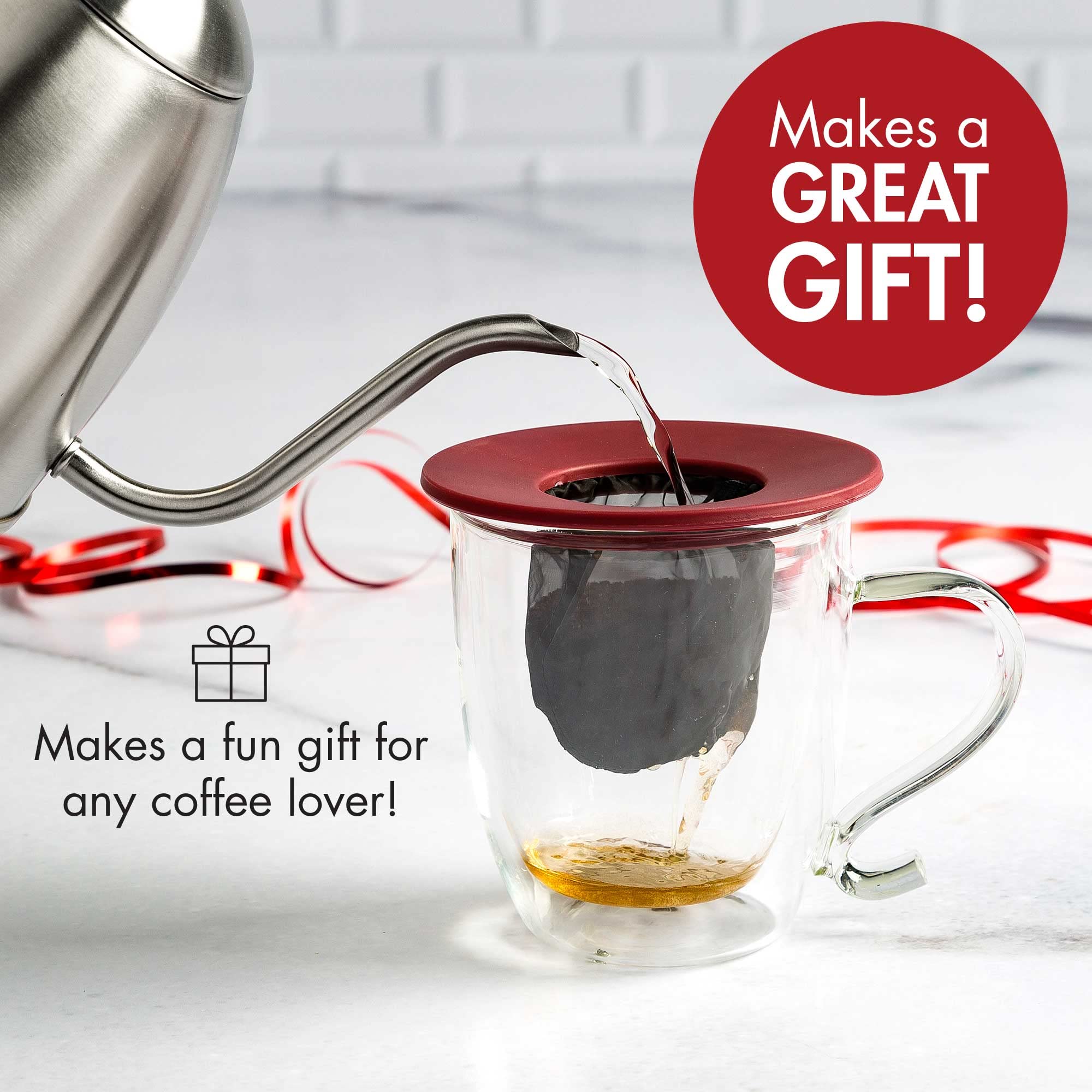 Primula Brew Buddy Portable Pour Over, Reusable Fine Mesh Filter, Dishwasher Safe, Single Cup of Coffee or Tea at Any Strength, Ideal for Travel or Camping, 404.88 milliliters, Red