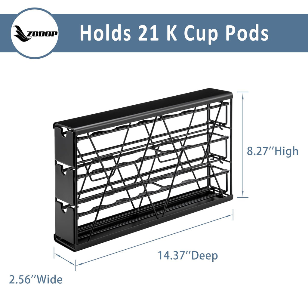 ZCDCP for K Cup Coffee Pod Holder, K Cup Holder Drawer Wall Mounted Coffee Pod Organiser (Holds 21 Coffee Pods)