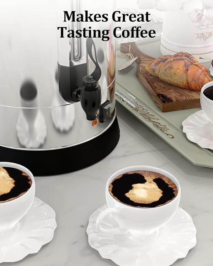 80 Cups Coffee Urn,12L Gallon Double Wall Commerical Coffee Maker for Buffet Catering Wedding Gathering,Large Capacity Hot Coffee Dispenser,Stainless Steel Hot Water Urn