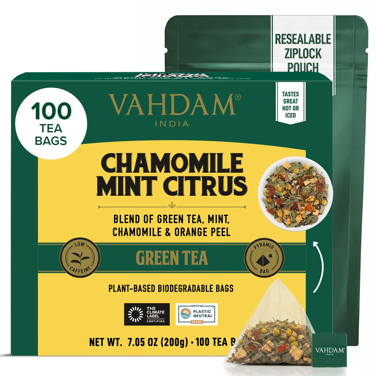 VAHDAM Earl Grey Tea Bags (100 Count)Bergamot Black Tea in Pyramid Tea Bags
