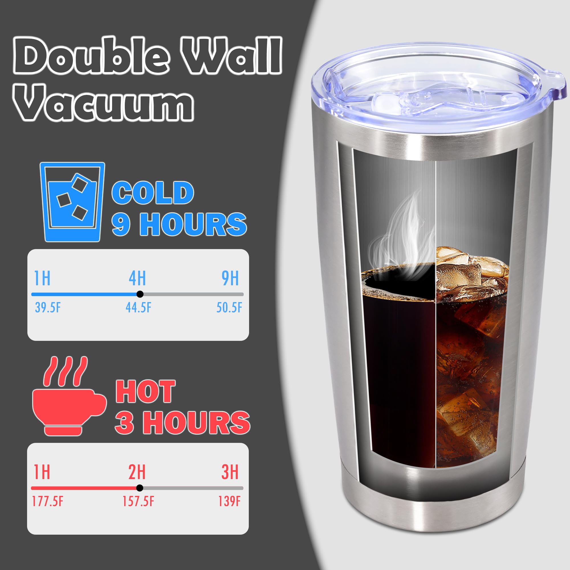 AUWBON 20oz Tumbler Stainless Steel Tumbler Coffee Tumbler with Lid SS, 1P