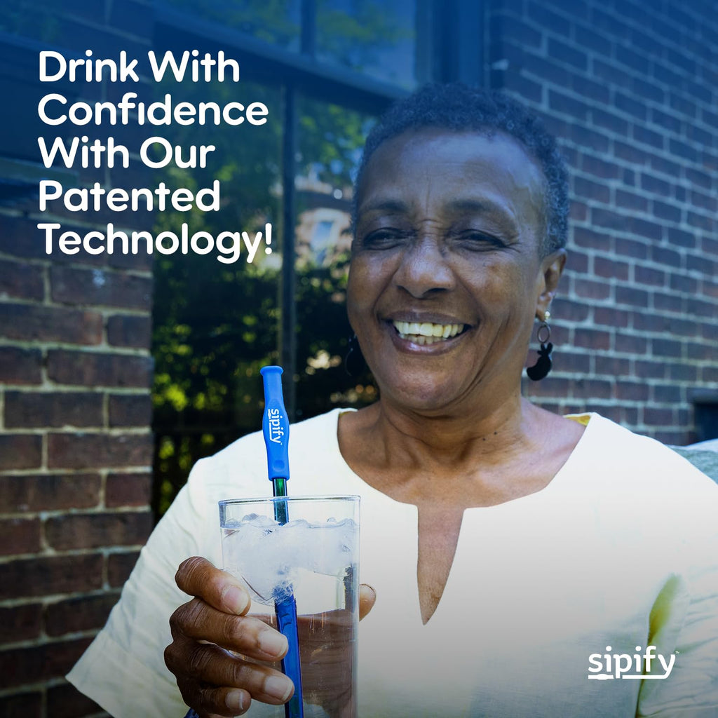 Sipify Flow-Limiting Dysphagia Straw for Safe Drinking | Aerating Straw for Elderly & Dysphagia Patients | Reusable Stainless Steel Straw with Soft Silicone Tip | Dishwasher Safe | 2 Pack