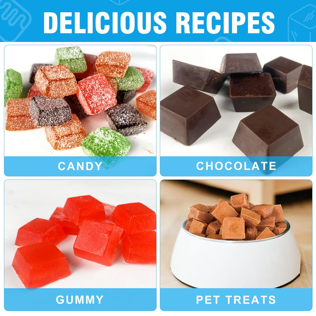 Mini Square-Terrace Silicone Chocolate Molds 50 Cavities - Walfos Non Stick Silicone Candy Molds, Silicone Molds for Chocolate, Candy, Gummy, Jelly, Ice Cubes, Food Grade & Dishwasher Safe, 4 Packs