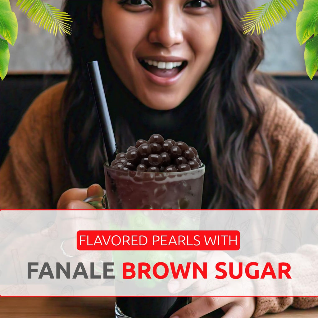 Fanale Brown Sugar Popping Boba Pearls for Bubble Tea and Drinks, 1 Pound