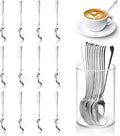 12 Pcs Mini Coffee Spoons with Holder 4.7 inch Demitasse Espresso Stainless Steel Spoons Tea Spoons set of 6 with Acrylic Cylinder Holder Small Coffee Spoons Silver for Coffee Bar Tea Party Home
