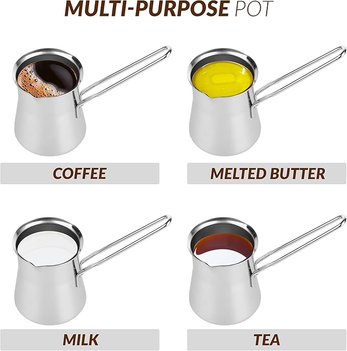 Quality Turkish Coffee Pot - Turkish Coffee Maker, Chai Pot, Arabic Coffee Pot, Briki Greek Coffee Pot, Greek Briki, Turkish Coffee Cezve, Turkish Coffee Pot Ibrik (24oz)