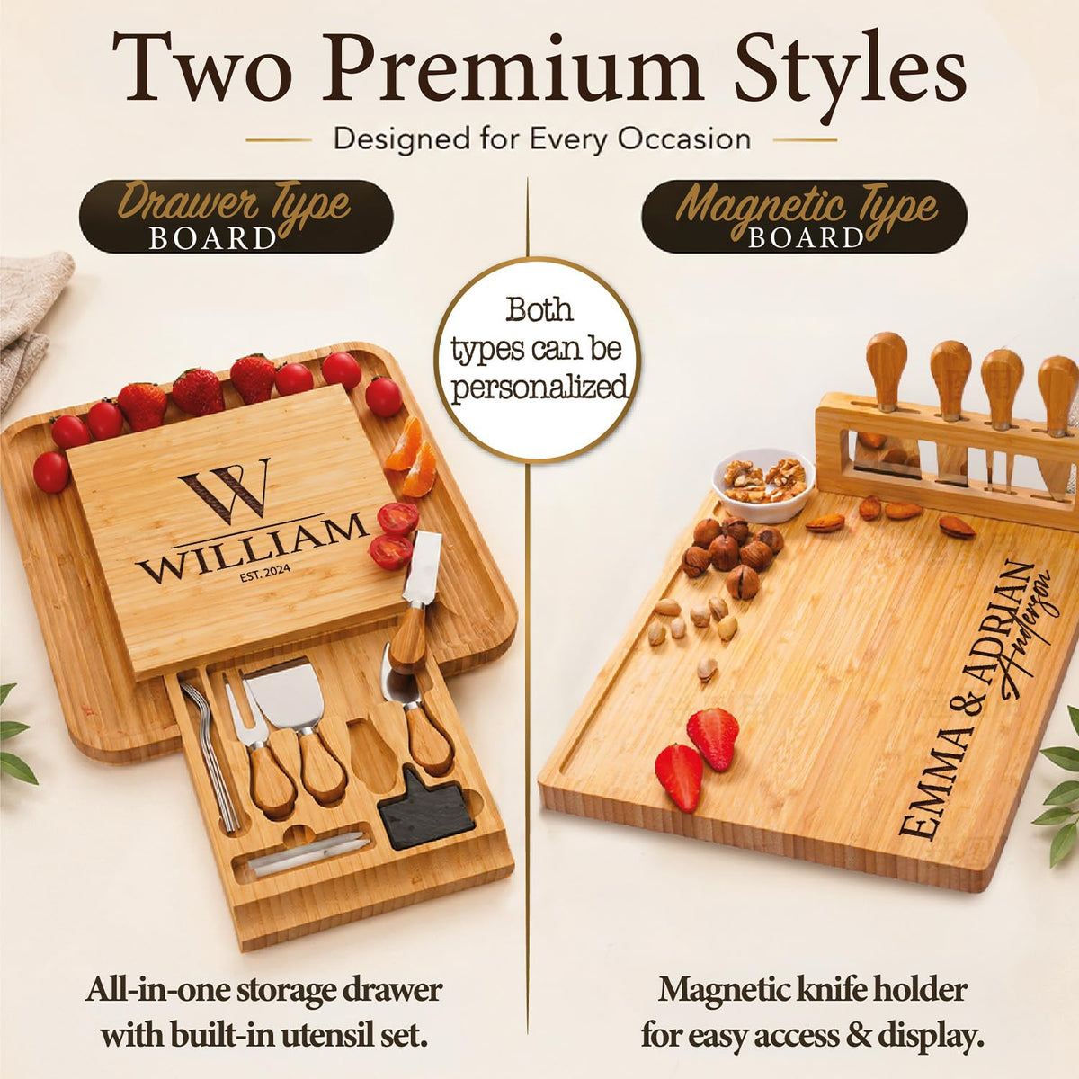 Personalized Charcuterie Board Gifts Set, Custom Large Cheese Board, Charcuterie Board for Wedding, Anniversary, Birthday, Housewarming, Engagement, Party, New Home Gift Couple, Fathers Day, Christmas