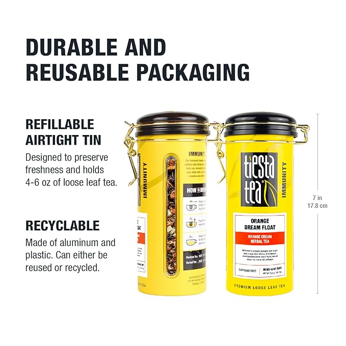 Tiesta Tea - Orange Dream Float Tea, Loose Leaf, Orange Cream Herbal Tea, Premium Caffeine-Free Tea Blend, Make Hot or Iced & Up to 50 Cups, 5 oz Refillable Tin