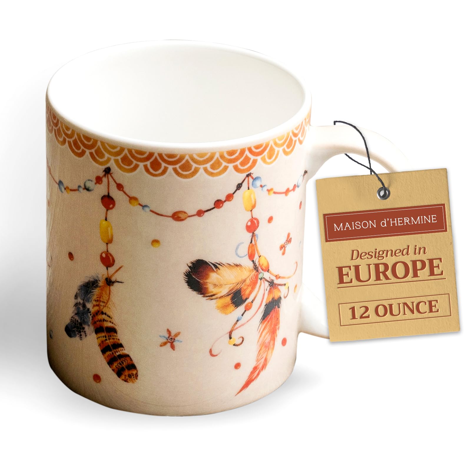 Maison d' Hermine Coffee Mug with Handles Tea Cups (12 Ounce, Pack of 1)