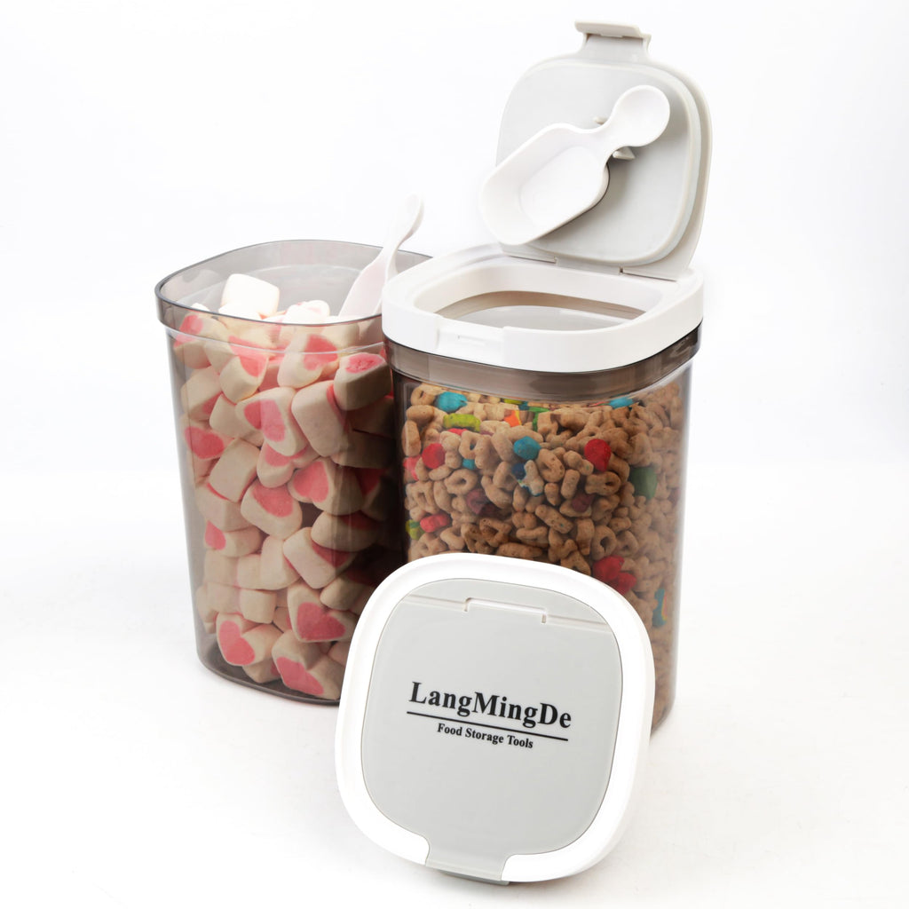 LANGMINGDE Airtight Food Storage Containers, 1.6 QT Coffee Canister Set with Magnetic Scoop, BPA Free, Ideal for Coffee, Spices, Herbs, Candy & Snacks, Keeps Freshness, 2 PCS(Large size