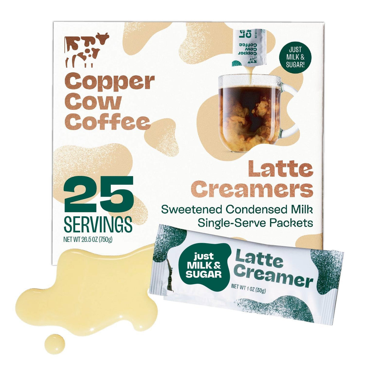 Copper Cow Coffee Sweetened Condensed Milk Coffee Creamers Singles 25pk
