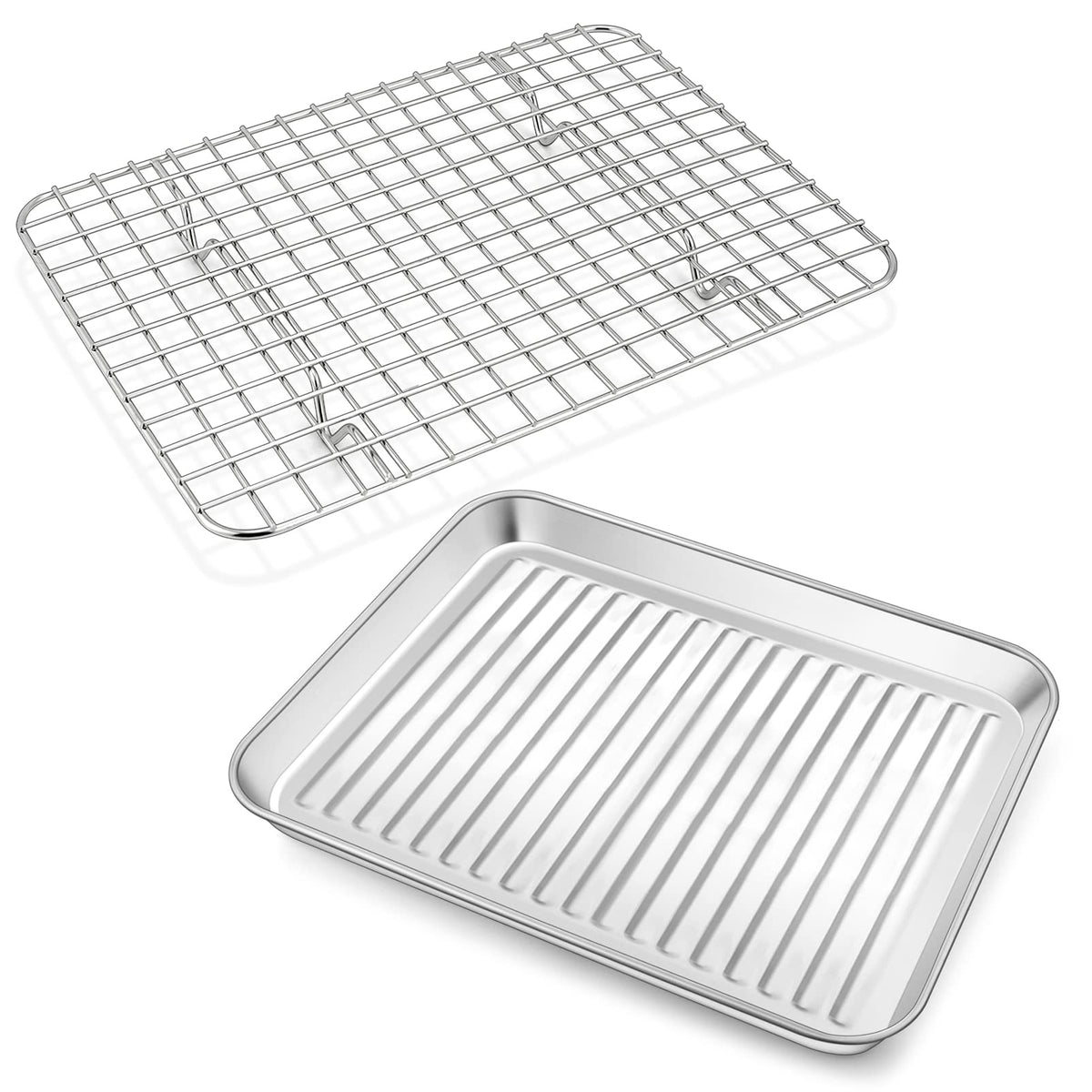 P&P CHEF Baking Pan with Wire Rack, Oven Sheet Tray, 12.5 x 9.7 x 1 Inch
