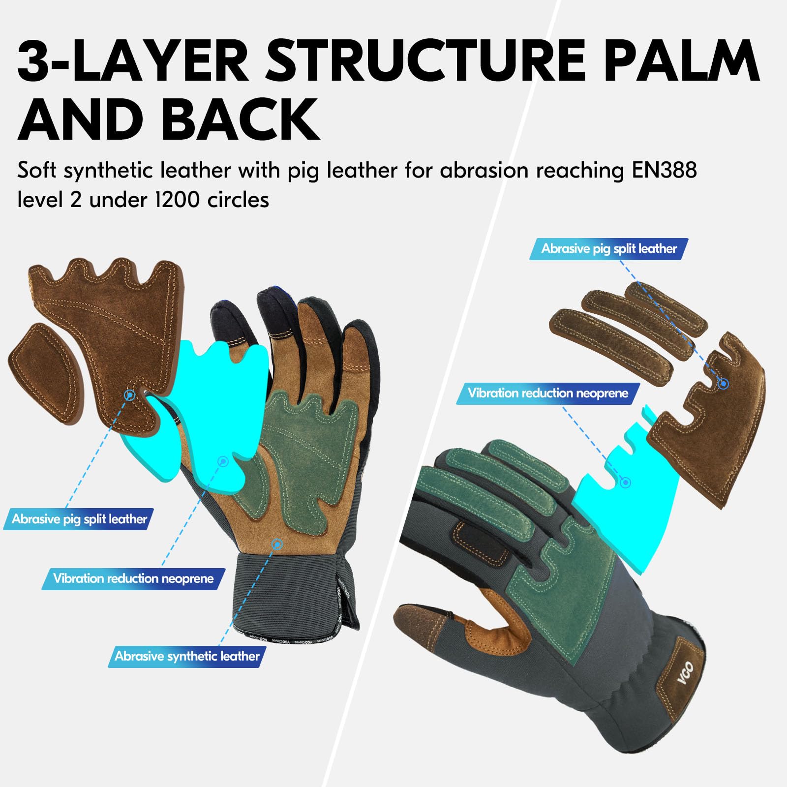 Vgo... 1-Pair Gardening Gloves Men, Safety Work Gloves, Puncture-proof, Thornproof, Touchscreen (Gray,S,SL7475)