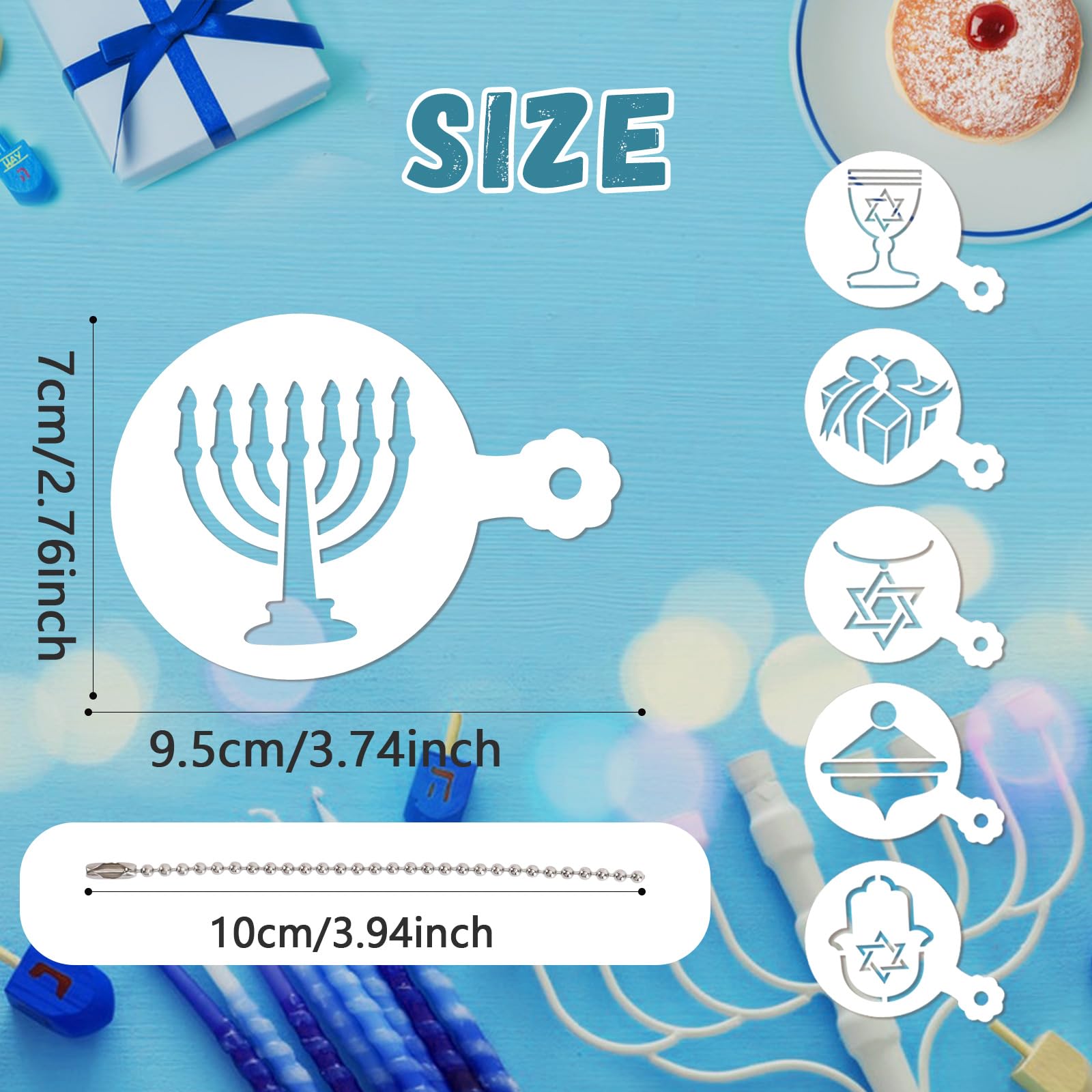 36Pcs Hanukkah Cookie Stencils Reusable Dreidel Menorah for DIY Baking