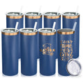 Metalya 20 oz Skinny Tumblers Bulk with Lids and Straws Navy,8 pack