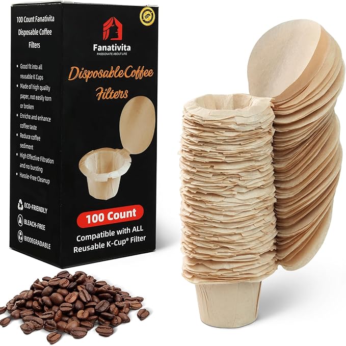 Fanativita 200ct Disposable K Cup Coffee Filters with Genius Lid