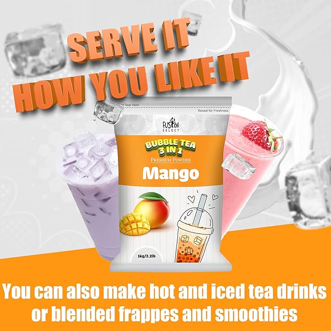 Fusion Select 2.2lb Coconut Milk Tea Powder Coconut Flavored-3-in-1 Drink Powder with Cream & Sugar - Instant Pre-Mixed Beverage for Hot or Cold Blends or Yummy Frappes