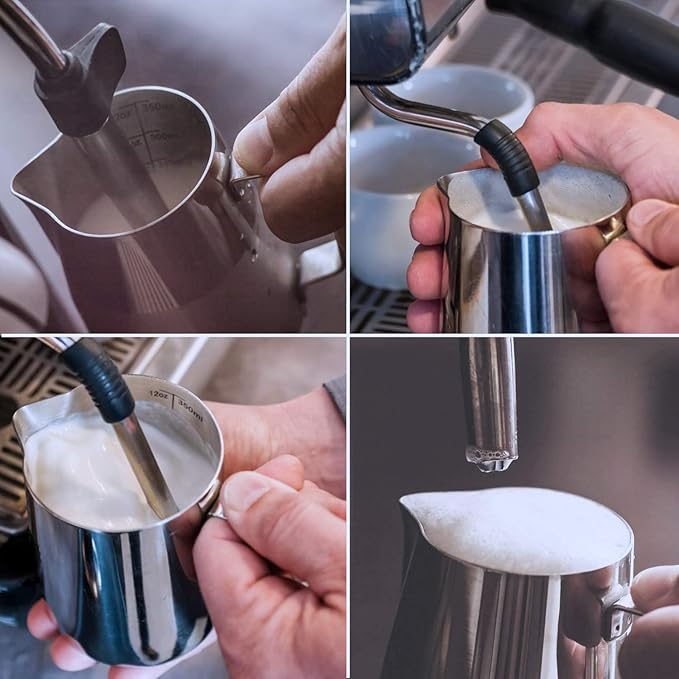 SIKEMAY Milk Frothing Pitcher Cup, 32oz/900ML Milk Frother Cup Stainless Steel Steaming Pitcher Milk Jug Coffee Latte Art Cappuccino Espresso Machine Accessories for Barista Steam Pitchers Tools
