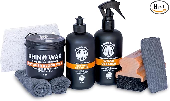 Butcher Block Ultimate Care Kit - Includes Cutting Board Oil, Wax, Wood Spray Cleaner, Bench Scraper, LG Applicator, 3 Cloths - for Butcher Block Countertops and Large Cutting Boards