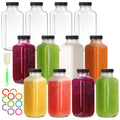 CAKKVDE 16 oz Glass Juice Bottles with Lids 12 Pack